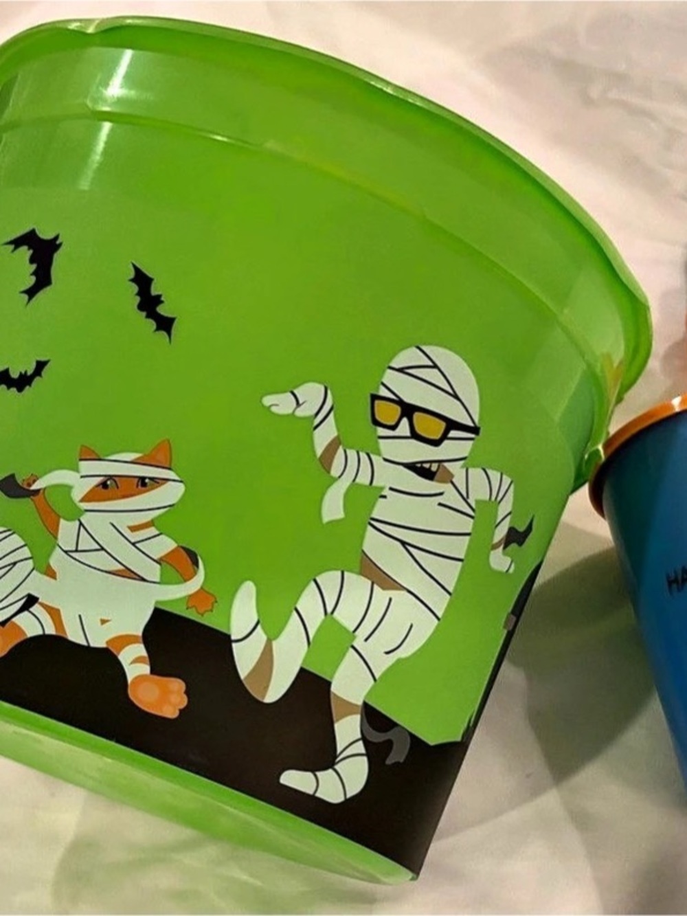 Halloween Bucket with Cup in Green & Blue